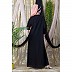 Collared Casual abaya - Black-Peach color
